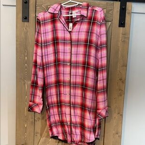 NWT Victoria’s Secret Plaid Button-up and matching PJ pants.
